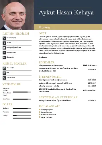 Biyolog CV Örnekleri cv indir